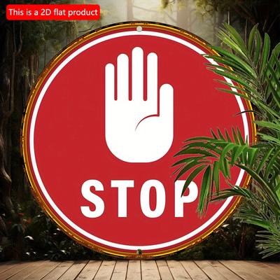 1pc 2d Flat Vintage Wooden Stop Sign - 20cm Decorative Plaque - Multipurpose, for Home, Garage, Cafe, Restaurant, Bar - English Language, 8x8 Inch