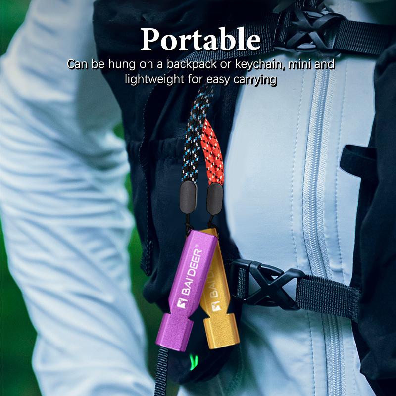 Aluminum Alloy High Decibel Whistle Keychain Double Pipe With Rope Camping Hiking Whistle 5 Colors Outdoors Portable Tools