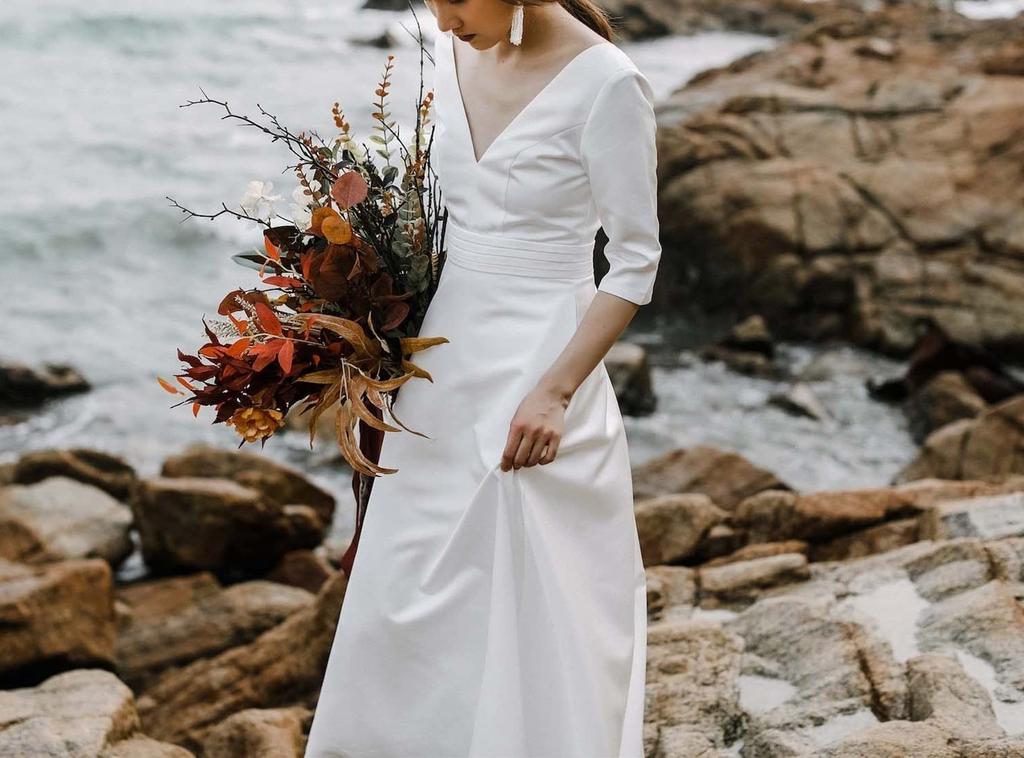 Wedding Long Dress [Fiveen] Dress, After-Party, Pre-Wedding Photo, Dress, Sleeves, After-Party, Bride, Self-Photo, After-Party, White, (S)