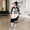 Summer Casual Girls Contrast Striped Preppy T-Shirt Tops+Short Pant Sets School Kids Tracksuit Child 2PCS Outfit 5-16Yrs