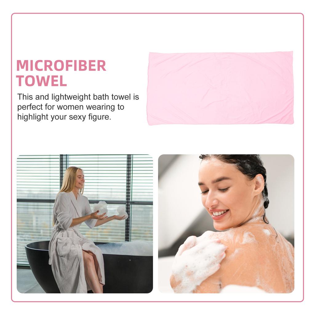 Large Microfiber Bath Towel Quick Dry Lightweight Microfiber Bath Wrap for Spa Beach Swimming Camping 70x140cm Light Pink