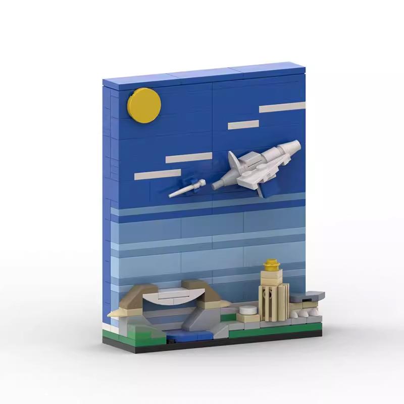 Creative Small Scene Building Blocks Suspension Bridge City Postcard Assembly Assembly Toy Ornaments