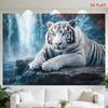 Majestätische Weiße Tiger Wandteppich Wandkunst Wasserfall Dschungel Tierwelt Dekor Großer Druck 180cm 71x91in Wohnzimmer Heimdekoration