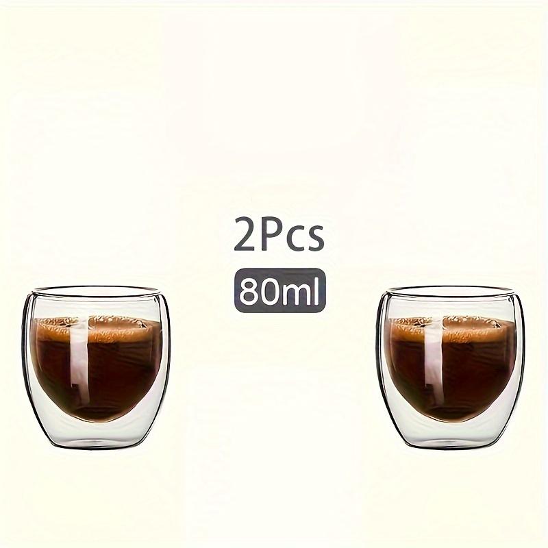 2 Stück/6 Stück 2,71 oz doppelwandige Glaskaffeetassen, isolierte Espressotasse, kaltes Getränk, Wein, Schnapsgläser, Tee, Latte, Kaffeebecher, Bierglasbecher fürs Büro