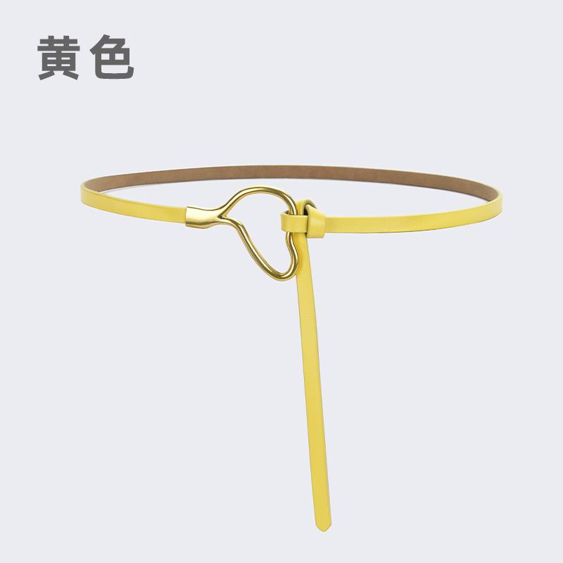 Women'S Leather Belt Knotted Decoration With Dress Shirt Simple Pure Cowhide Thin Belt Trendy