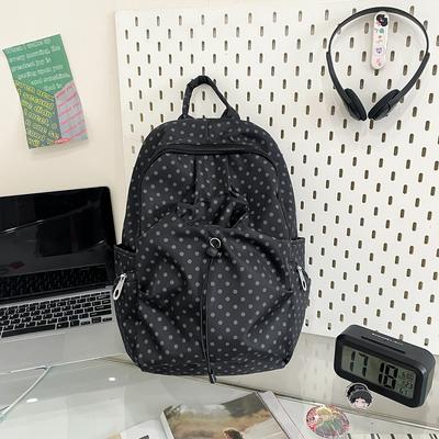 Korean Style Polka Dot Women's Backpack Niche Preppy Versatile Bag Lightweight Nylon Backpack for Students Travel & Casual Use