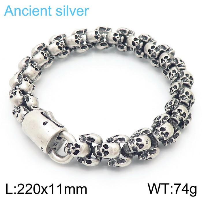 Men s Retro Titanium Steel Skull Ghost Head Bracelet Trendy Personalized Stainless Steel Fashion Charm Bracelets skull style&22.5cm