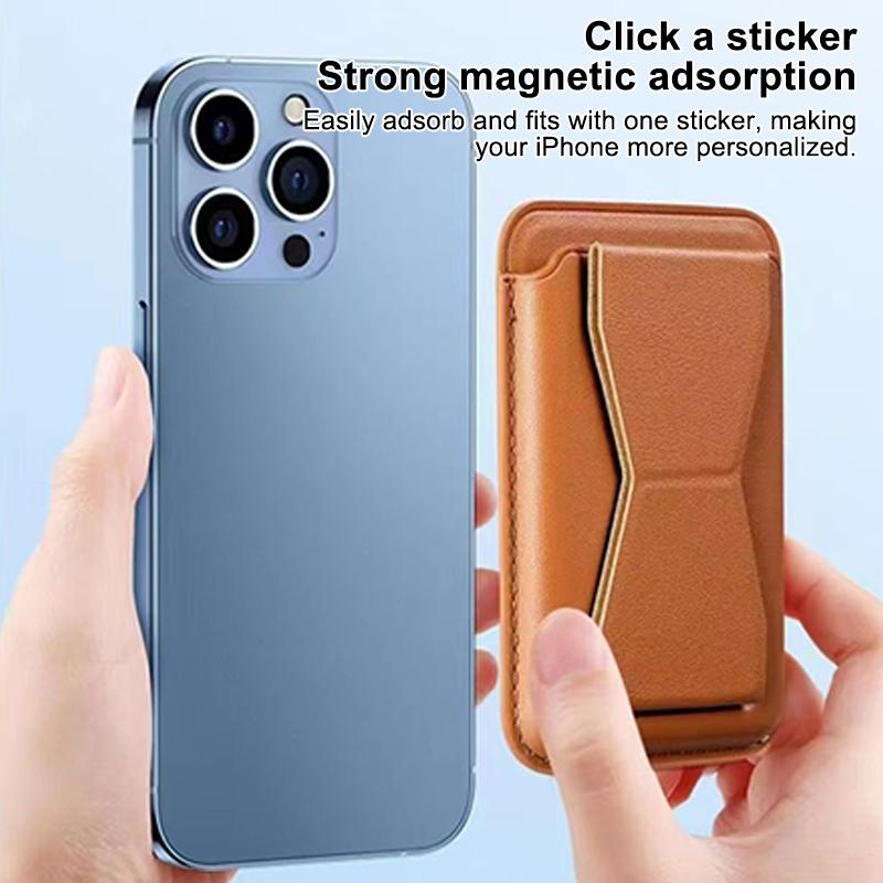 Universal Mobile Phone Stand Pu Leather Magnetic Wallet Case For Magsafe Magnetic Card Holder Pocket Cover With Bracket Card Bag