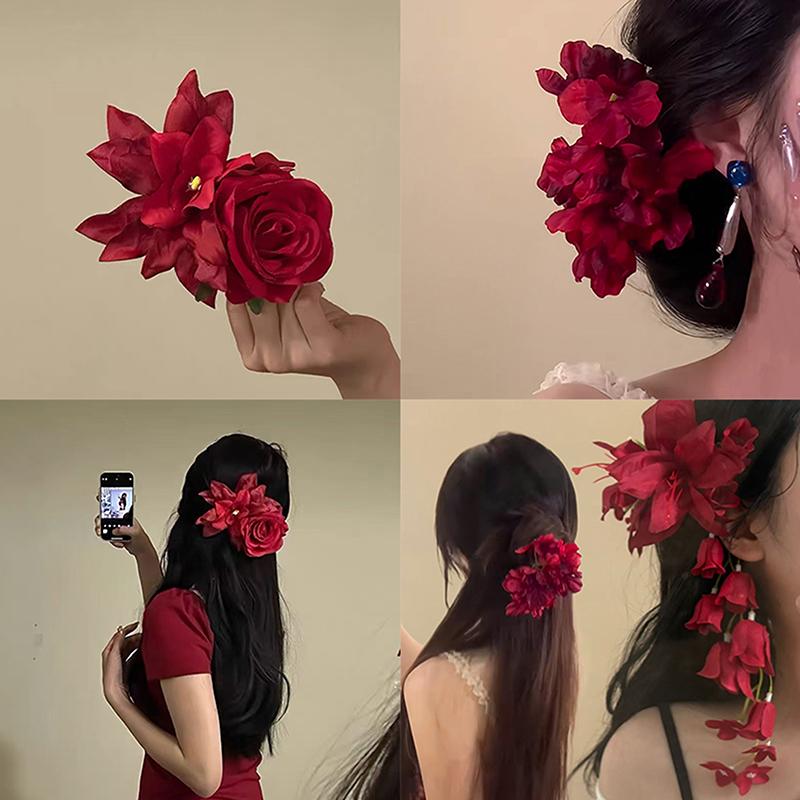 Červená konvalinka konvalinka střapce vlásenky okvětní lístek krokodýlka sponka do vlasů simulační květina dívky ženy pokrývka hlavy doplněk