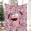 1pc Large Courage The Cowardly Dog Sketch Full Print Flannel Blanket, Soft Warm Stylish, Multi Sizes for Sofa Bed Office Naps Ca