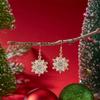 Elegant Zircon Snowflake Drop Earrings For Women Christmas Rhinestone Snowflake Pearl Earrings Gilrs Xmas New Year Party Jewelry