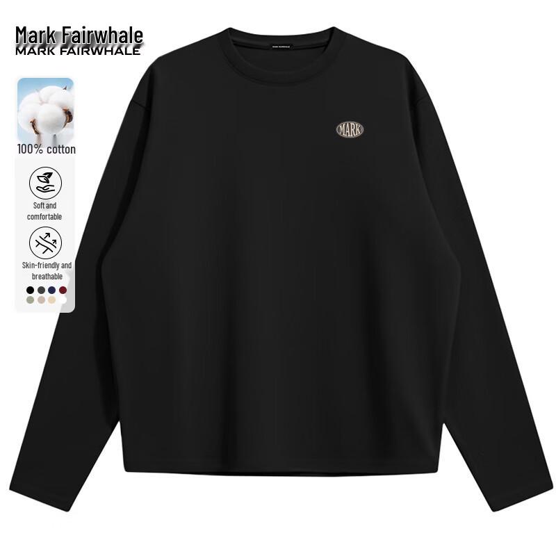 Mark Fairwhale Men's Pure Cotton Round Neck Long Sleeve T-Shirt