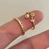Vintage Gold Color Tulip Flower Crystal Adjustable Rings For Women Girl Fashion New Jewelry Gift Party Wholesale Anillos