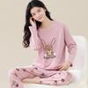 Aifen Teng Women's Pajamas Set: Pure Cotton, Long Sleeve, Long Pants, Casual Home Wear, Suitable for Spring, Autumn, and Winter.