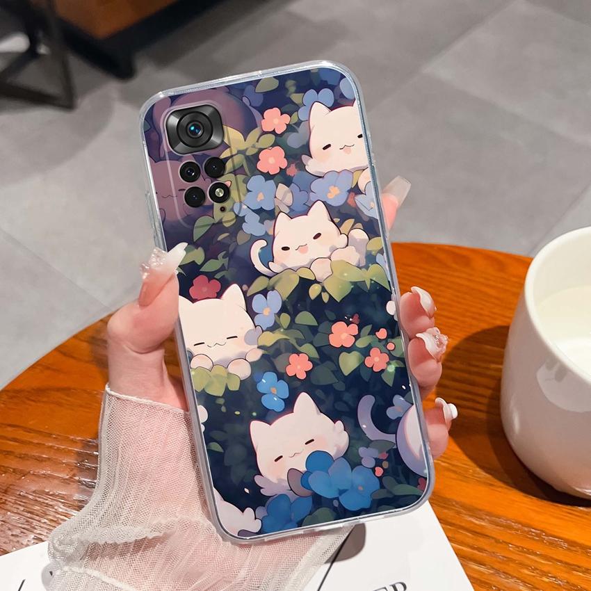 Para Redmi Note 11 11S 11T 12 12S Pro Plus Turbo Capa de Telefone Padrão de Laço Rosa Bonito Silicone Transparente de Alta Qualidade Capa Antiderrapante Para Carcaça Redmi