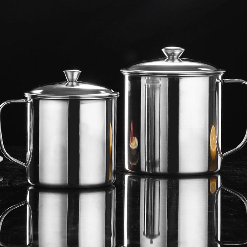 Stainless Steel Travel Cup with Handle Leak Proof Lid Heat Retention Technology Drinking Mug For Work Hiking