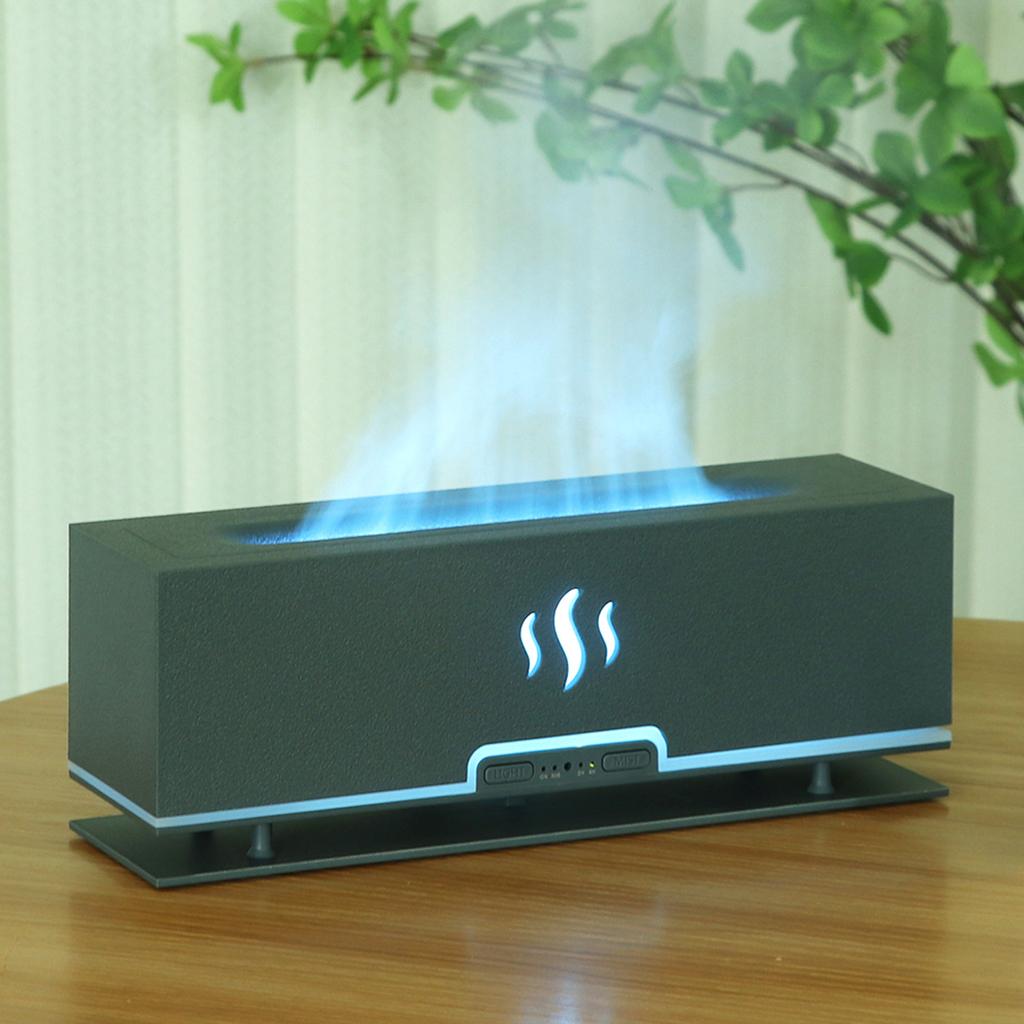 Flammen-Luftbefeuchter und Aromatherapie-Diffusor mit LED-Atmosphärenlicht für Zuhause und Büro für eine entspannende Atmosphäre