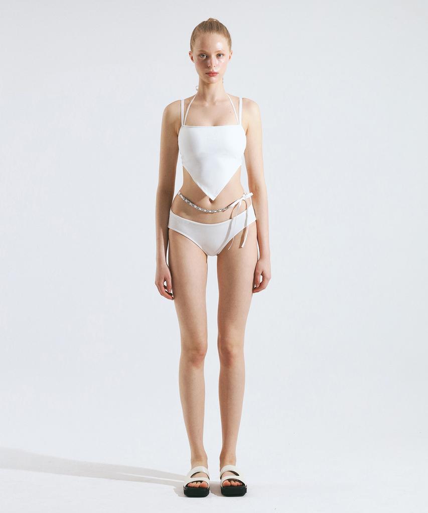 VINAJ Back Ribbon Halter Cone Tube Top Bikini Bra (White)