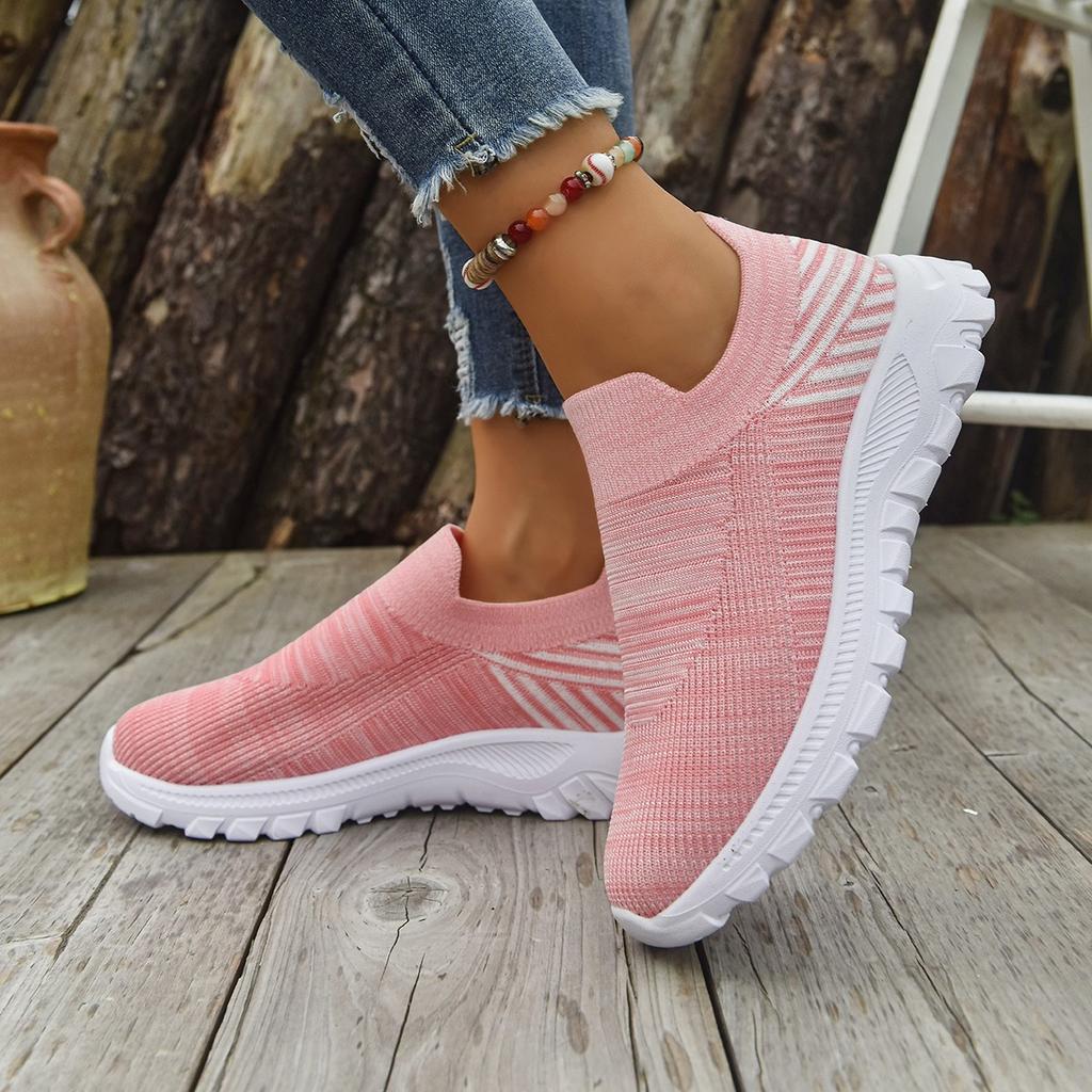 Unisex Knitted Loafers, Round Toe Slip-On Flats, Breathable Casual Shoes Wholesale for Men and Women