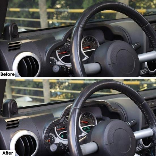 Car Dashboard Trim Cover Decor Frame for Jeep Wrangler JK 2007-2010 Carbon Fiber