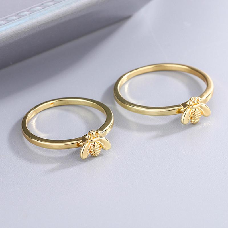 VENTFILLE CopperGolden Bee Closed Mouth Ring Women Personality Creative Design For Party Holiday Hand Jewelry Gift