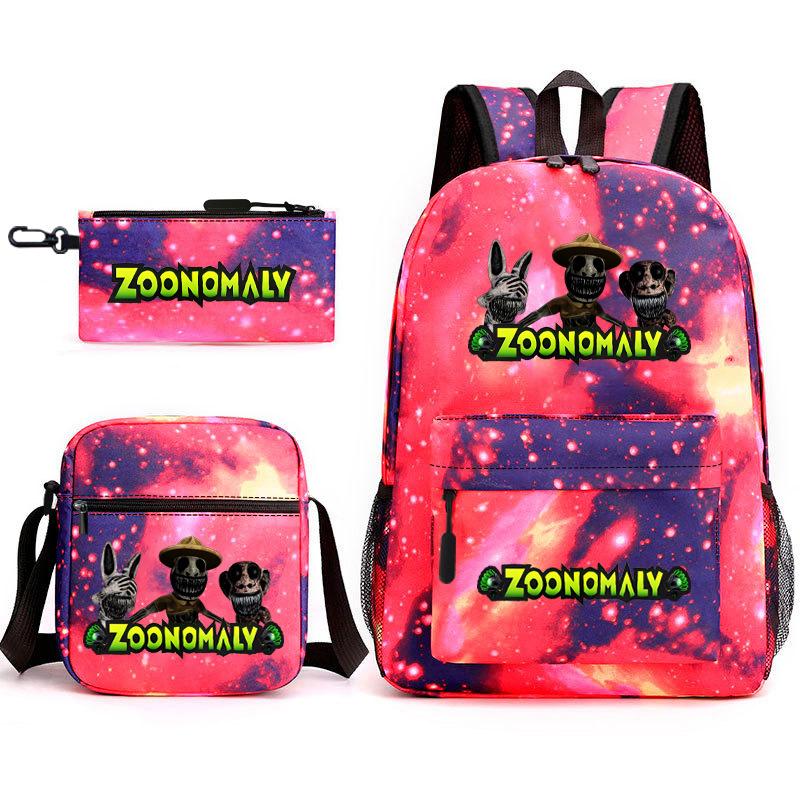 Deformed Zoo Surrounding Primary School Students Schoolbag Trend Starry Sky Backpack Leisure Three-piece Set