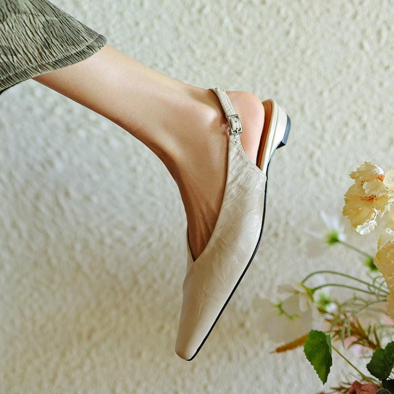 New bag head sandals genuine leather Korean version large size shoes summer empty sandals women's beef tendons comfortable soft sole women's shoes po