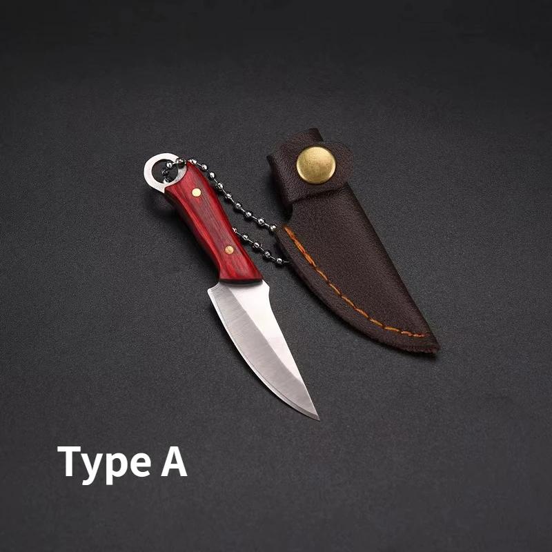 Mini Ring Colorful Wood Small Straight Knife Small Claw Pocket Keychain Open Box Package Small Gift Artifact