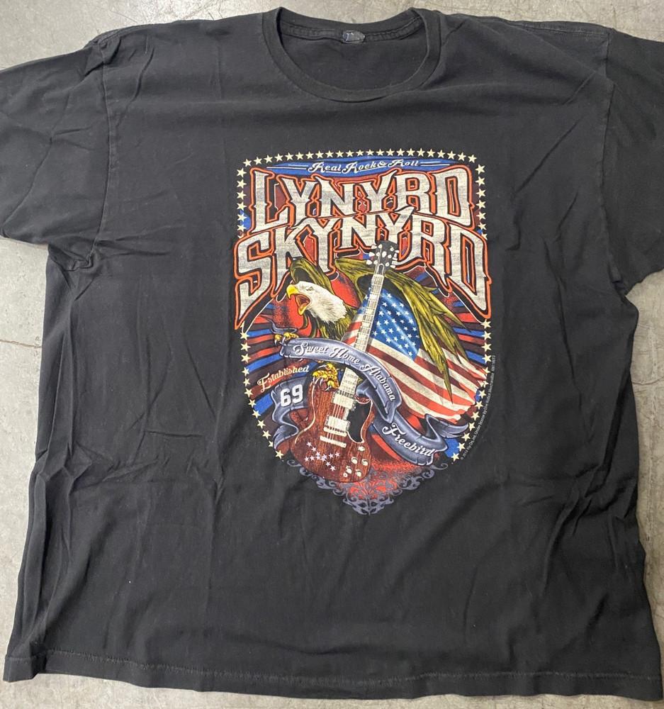 Lynyrd Skynyrd Free Bird Sweet Home Alabama Орел/ ФЛАГ Черная футболка с принтом группы Размер 2XL Унисекс S