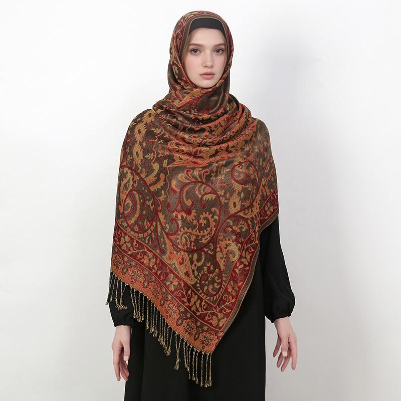 Pashmina Scarf Shawl Wrap Paisley Jacquard Stoles Vintage Cashew Scarves Printed Cotton Tippet Sunscreen Hijab