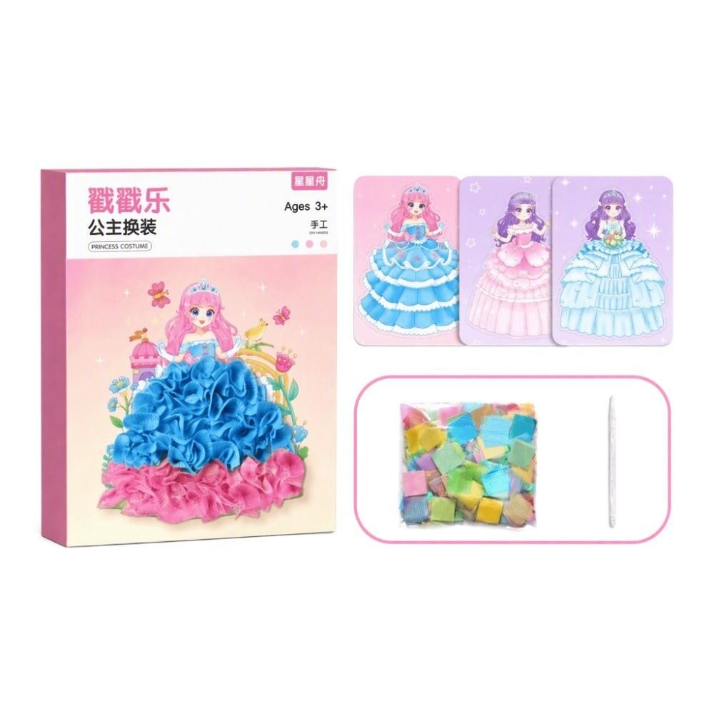 DIY Craft Puncture Painting Kit Poke Board Fabric Poking Art Princess Theme Poke Art Children Gift