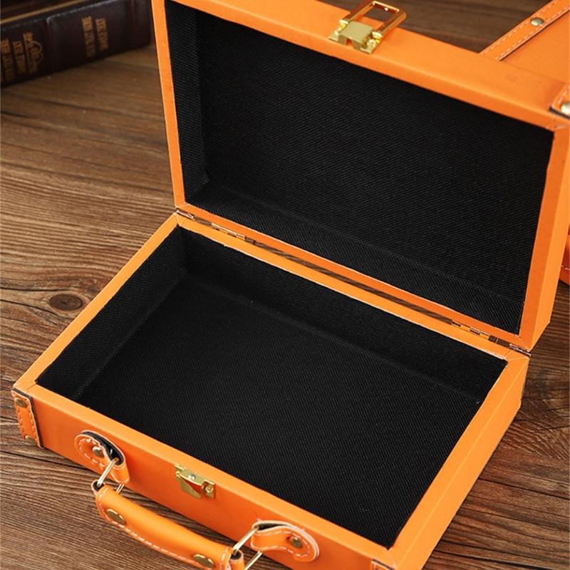 Scatola portaoggetti portatile in stile europeo antico, robusta custodia da viaggio in pelle, portatile per l'organizzazione di vestiti e libri