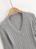 American Girl V-Neck College Style Slim Cable Knit Sweater