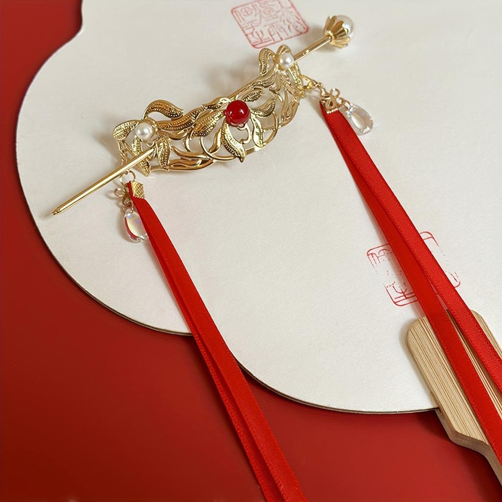 A New Chinese-Style Elegant and Easy Horse-Face Skirt Hair Accessory with A Ribbon for Women