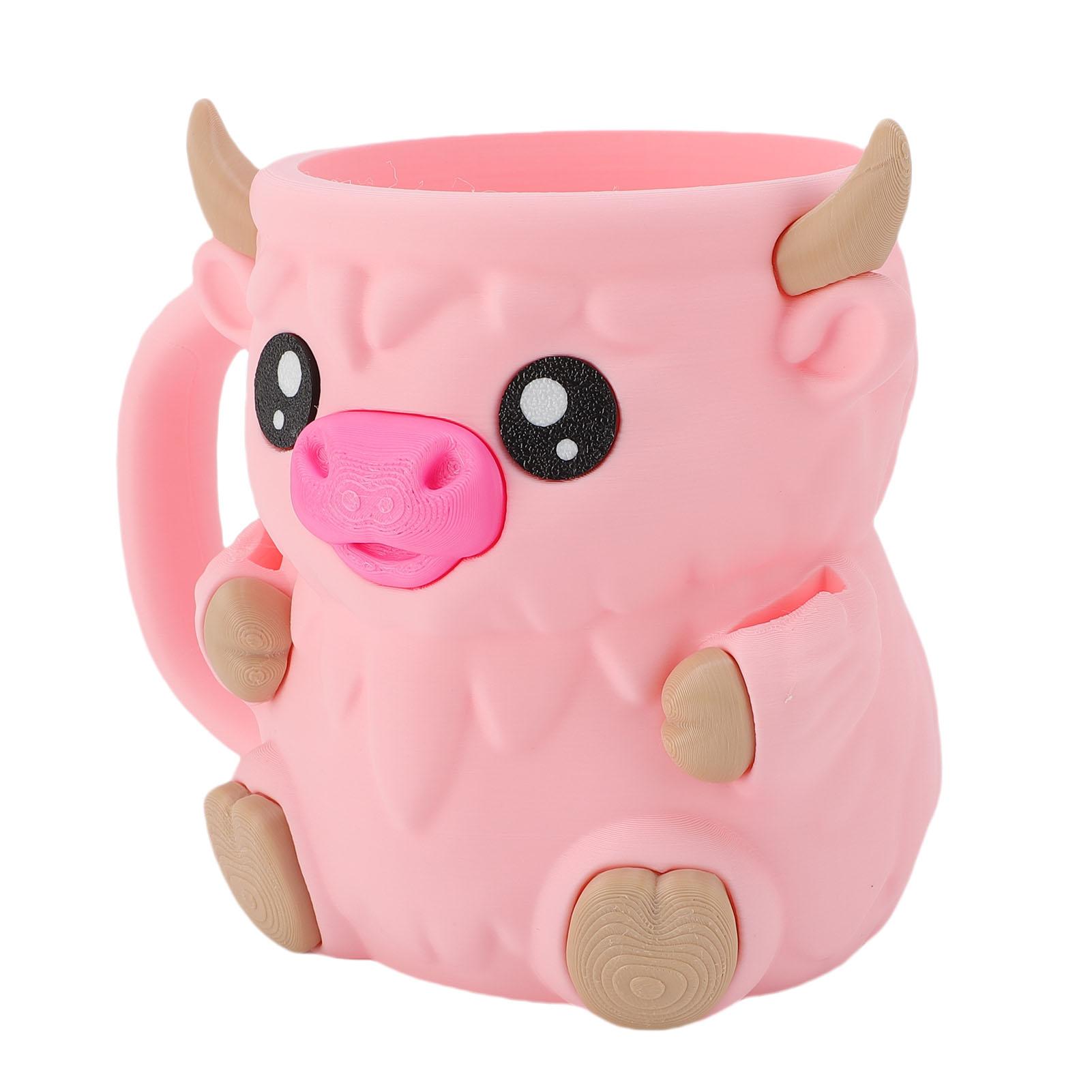 Ice Cream Pint Holder PLA Cartoon Cow Insulated Leakproof Ice Cream Pint Container Beer Can Holder Cup with Spoon Slot розовый