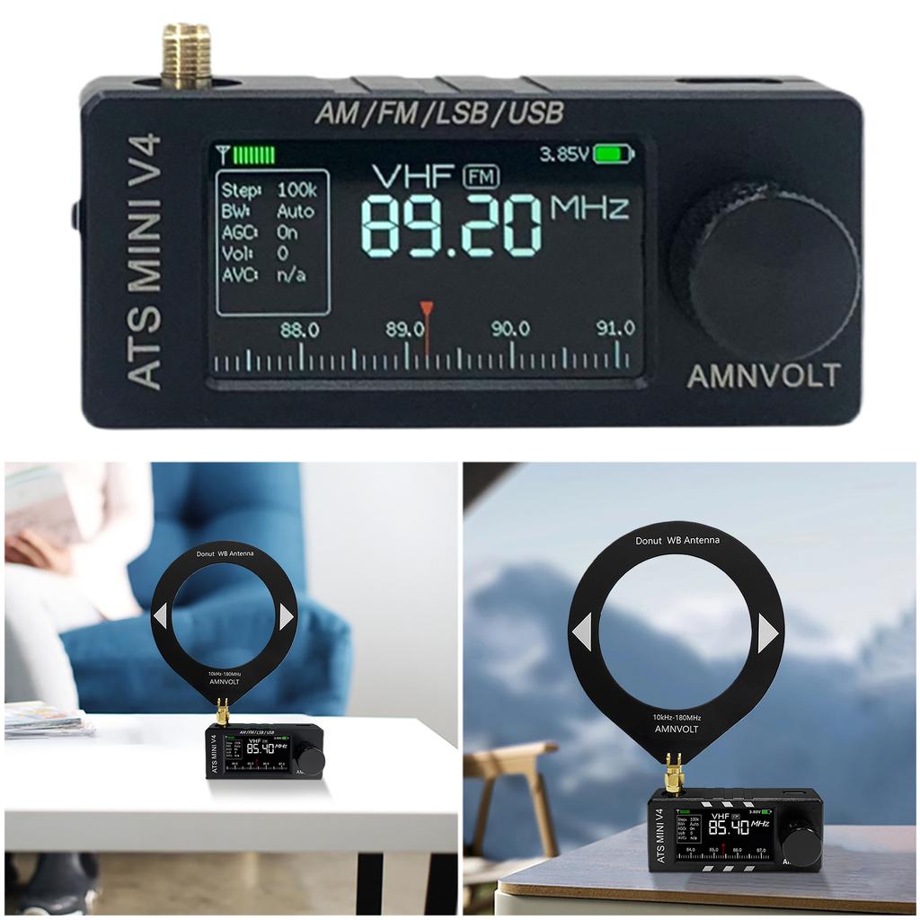 AMNVOLT V4 ATS MINI SI4732 Radio Full Band DSP Radio FM AM SSB LSB USB Receiver built-in Hi-Z Headphone Amplifier with 2 Antenna