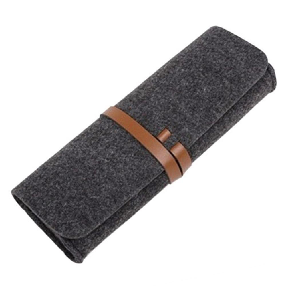 Felt Roll Pen Bag Portable Large Capacity Stationery Pouch Creative Strap Pencil Case Storage Bag For Girls Boys