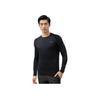 Anta Running Series Solid Color Moisture Wicking Breathable Long Sleeve Knit Shirt Men Tops Black 952335404-4