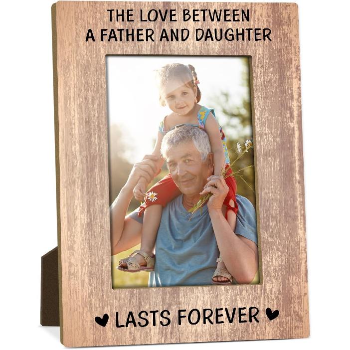 The Love Between A Father and Daughter Picture Frame, 4x6 Wood Photo Frame Gifts for Father, Picture Photo Frames for Desk Decor, Dad Day Gifts Idea