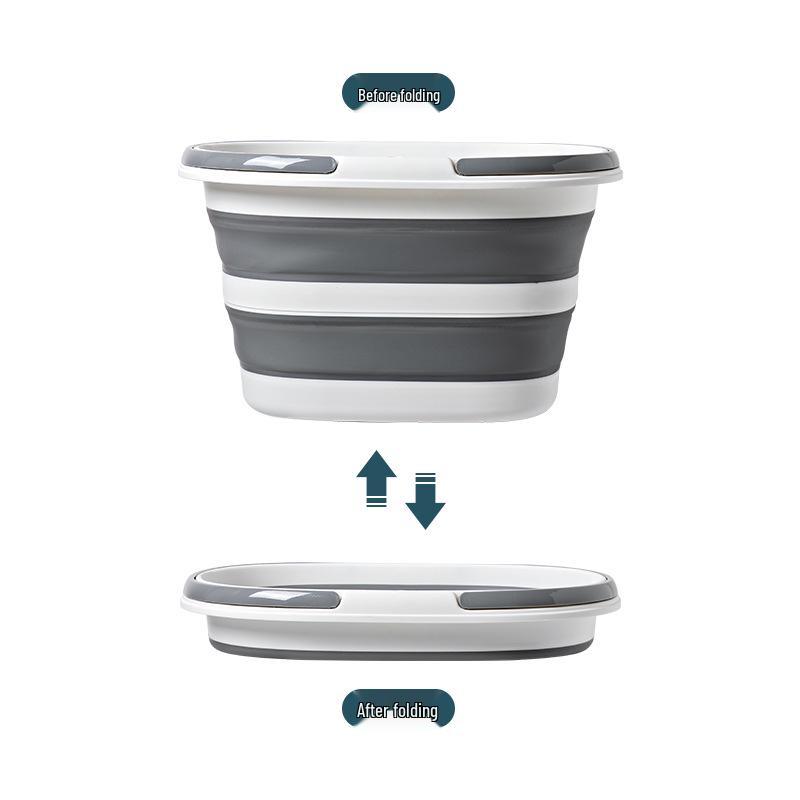 Foldable Household Storage Bucket with Handle - Large Capacity, Portable for Outdoor Camping, Car Use, or Laundry.