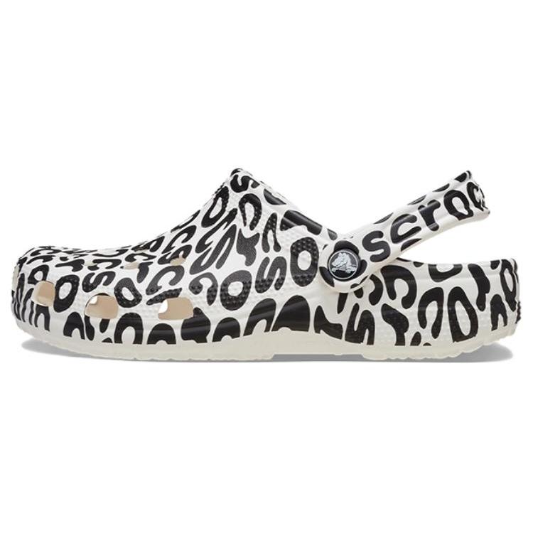 Crocs Classic Warped Logo Clogs White Black Unisex 210805-100 EU 43-44