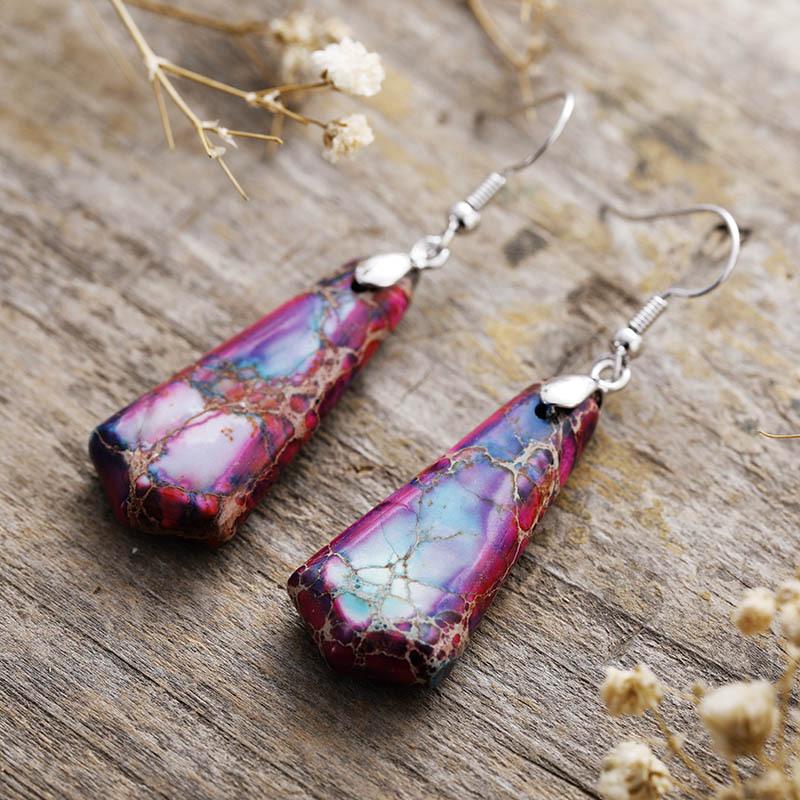 Ethnic Style Natural Stone Emperor Stone Geometric Earrings Earrings Light Luxury Jewelry Earrings