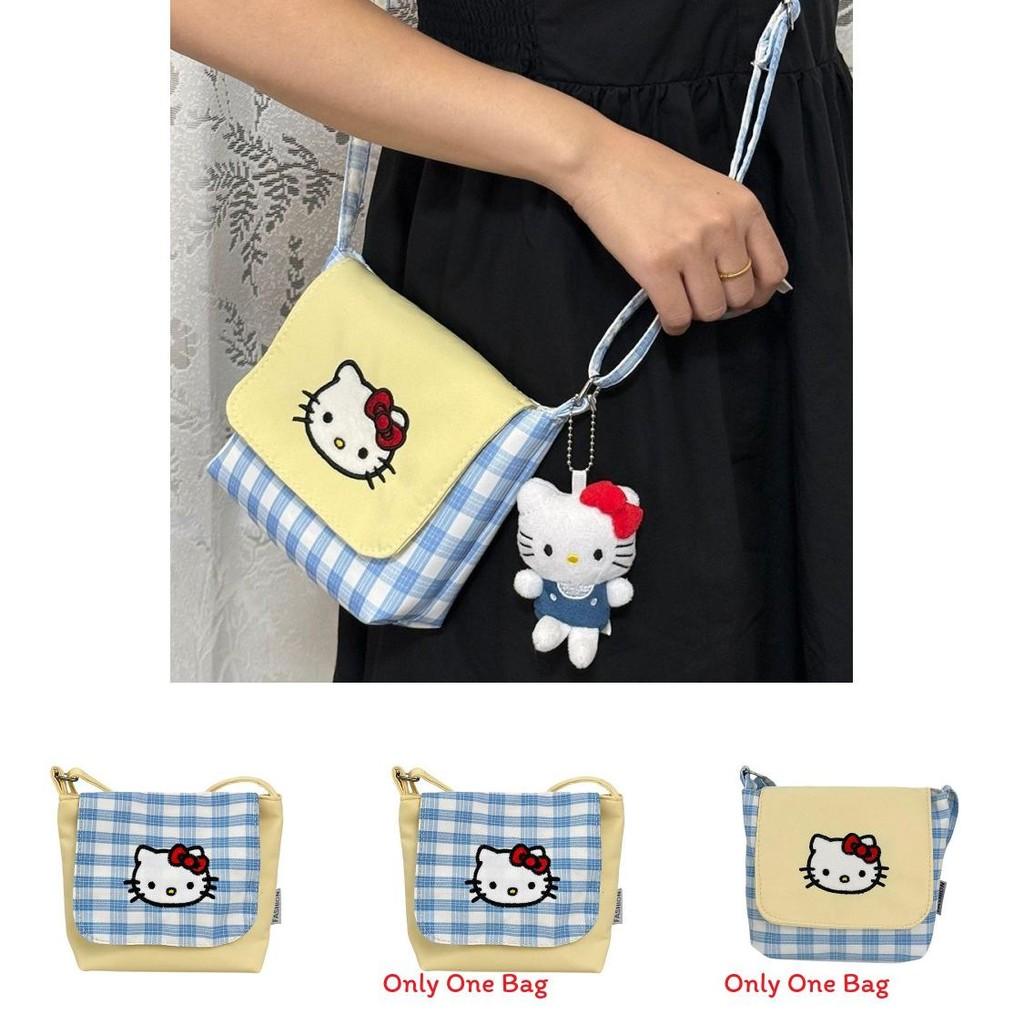 Cute Kitty Cat Small Shoulder Bag With Colorblock Nylon For Daily Use