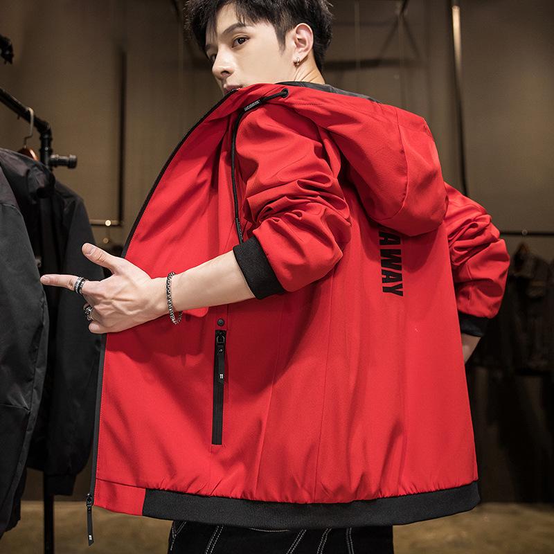 

Мужская весенне-осенняя ветрозащитная водонепроницаемая куртка-авиатор с капюшоном L красный