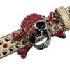 Punk Skull Buckle Belt for Adult Teens Rhinestones Rivet Studded Belt Halloween Party Music Festival Belt Eye Catching