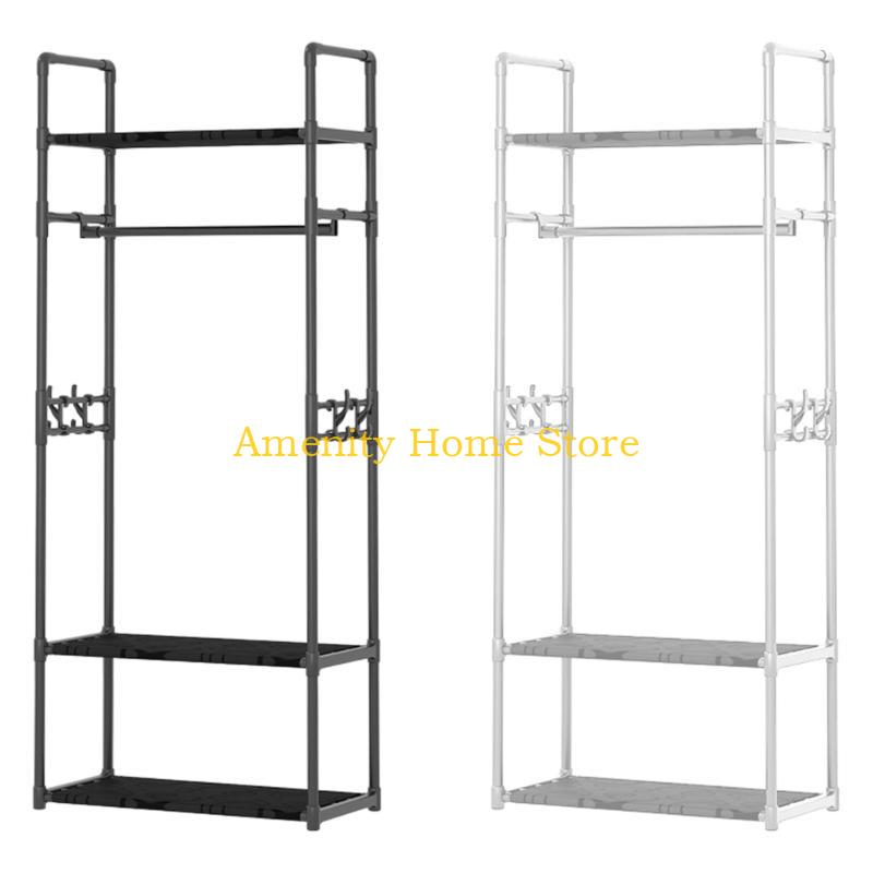 F26C Clothing Rack Garment Rack with Bottom Shelf for Hanging Clothes Coat Skirts Shirts Sweaters Shoe Rack Storing Shoes
