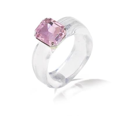 Bague Unique en Acrylique Transparent avec Strass Colorés Épais Mode Couleur Dopamine pour Femmes Filles Bijoux de Fête