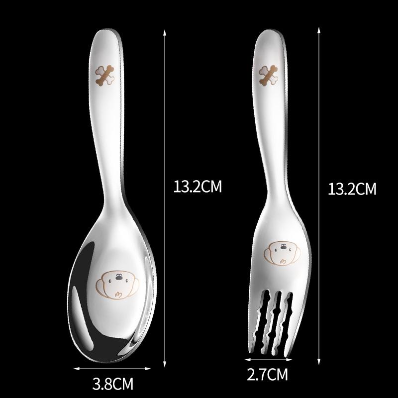 316 Stainless Steel Children's Spoon Fork for Eating and Drinking Soup Spoons Colorful Cartoon Dessert Spoons for Young Children