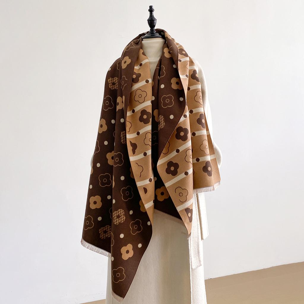 New Fashion Cashmere Women Print Double-sided Scarf  Winter Warm Elegance Shawl Pashmina Female Outdoor Brand Scarves