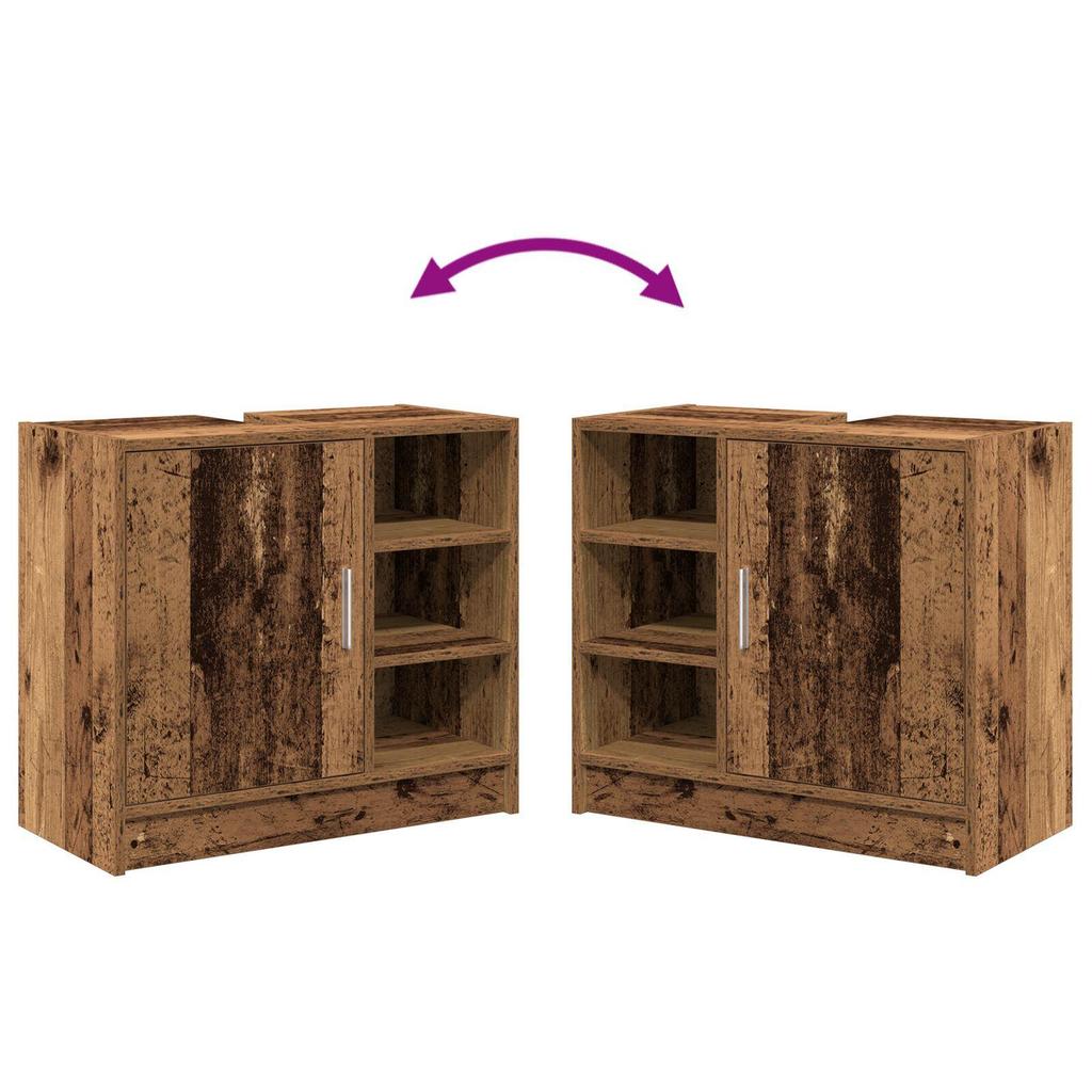 vidaXL Waschtisch-Schrank Altholz 63x29x55 Cm Massivholz